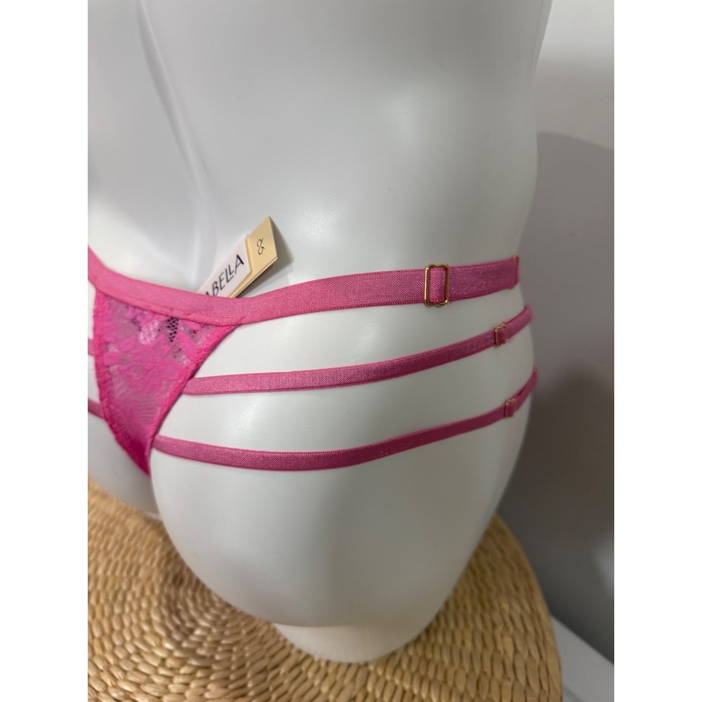 Cosabella Never Say Never Floral Lace Strappy Thong Pink Luxury Lingerie M - Picture 12 of 16